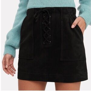 Intermix Ainsley Black Suede Lace Up Mini Skirt Size 0